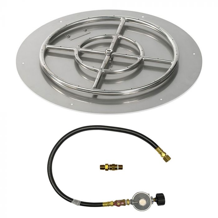 Round Stainless Steel Flat Pan with Match Lit Kit