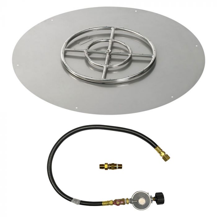 Round Stainless Steel Flat Pan with Match Lit Kit