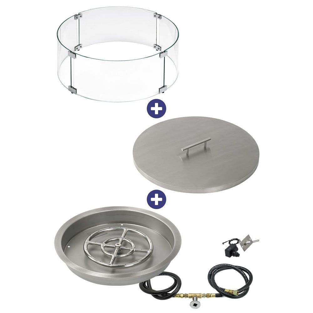 Round Stainless Steel Drop-In Pan with Spark Ignition Kit - Bundle