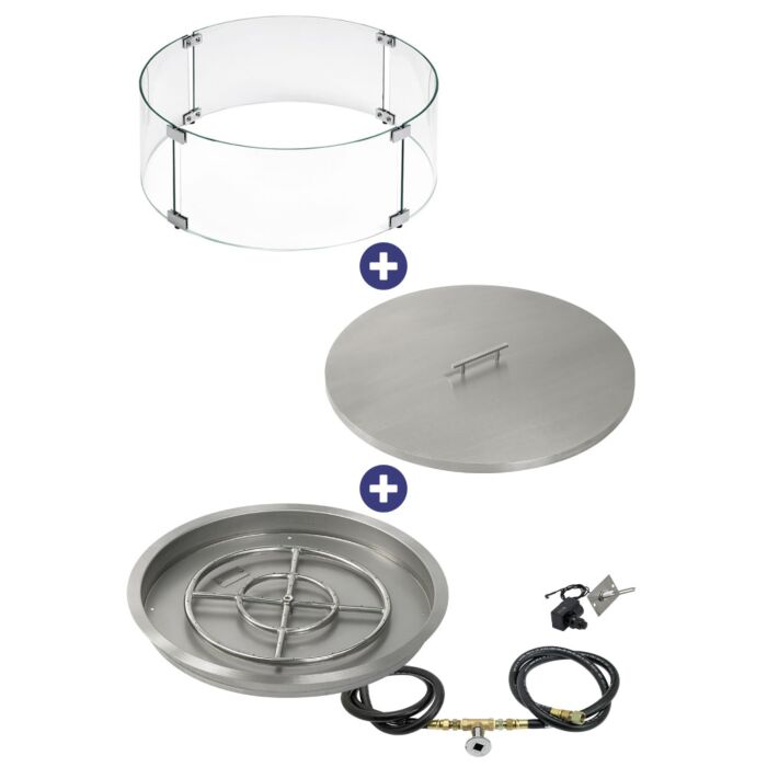 Round Stainless Steel Drop-In Pan with Spark Ignition Kit - Bundle