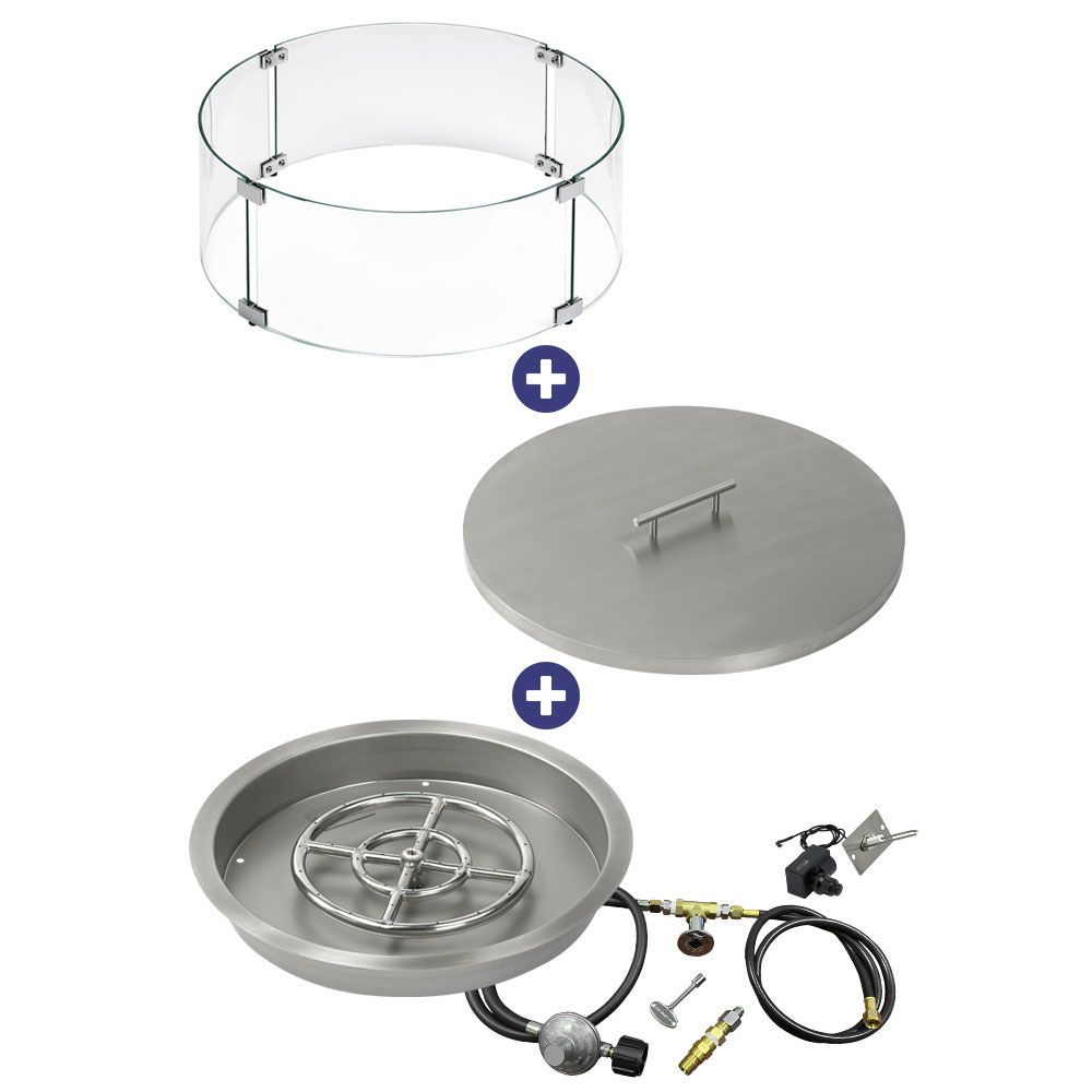 Round Stainless Steel Drop-In Pan with Spark Ignition Kit - Bundle