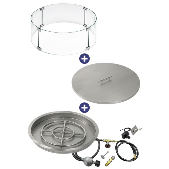 Round Stainless Steel Drop-In Pan with Spark Ignition Kit - Bundle