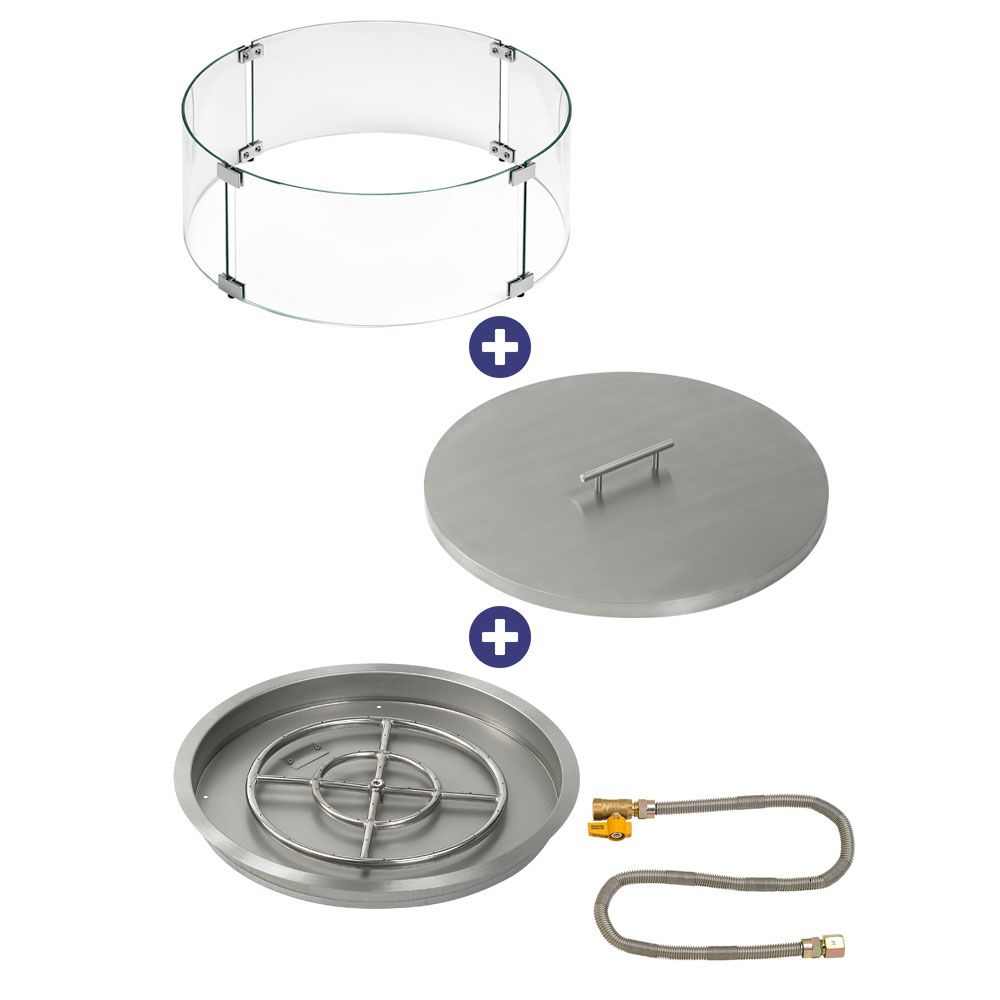 Round Stainless Steel Drop-In Pan with Match Lit Kit - Bundle
