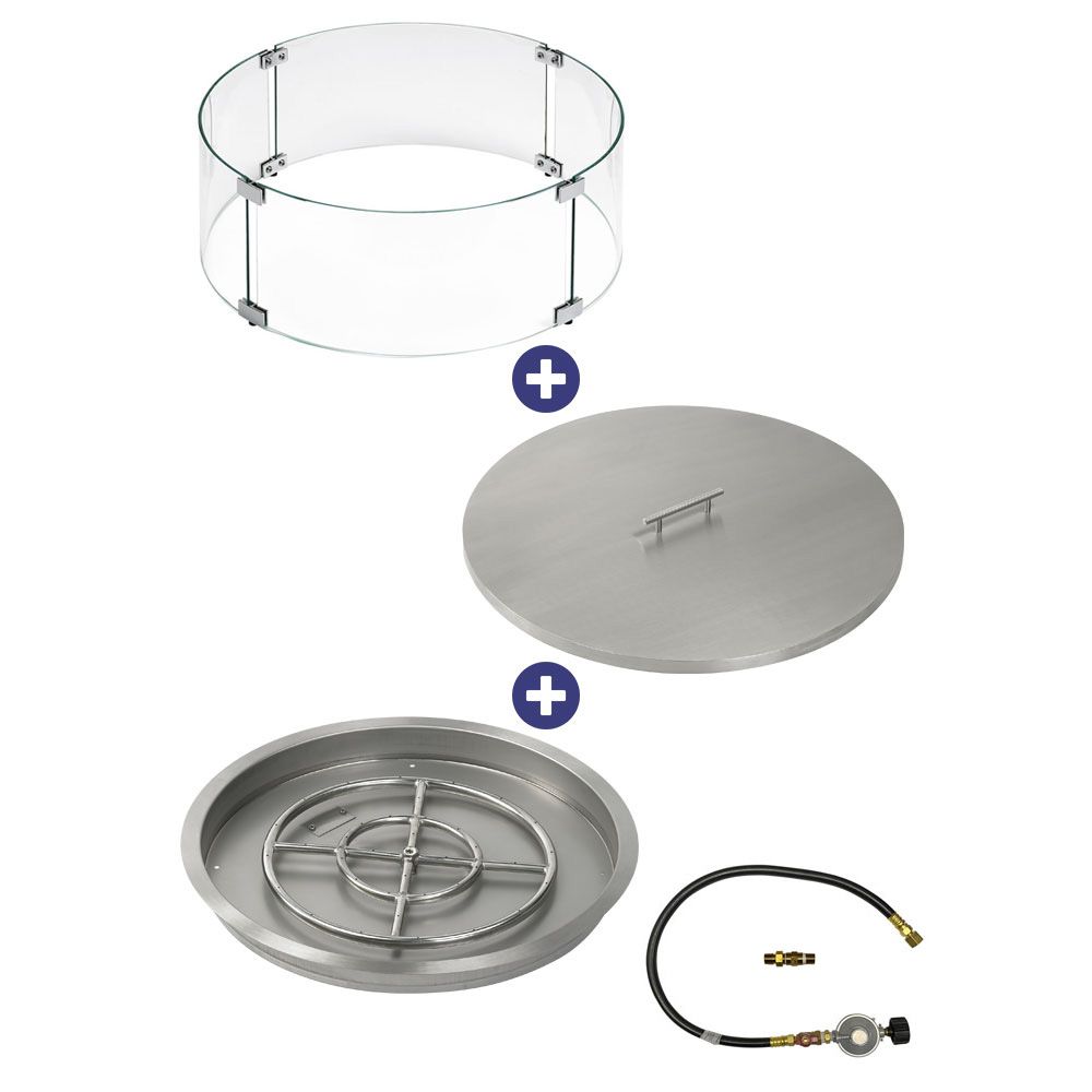 Round Stainless Steel Drop-In Pan with Match Lit Kit - Bundle