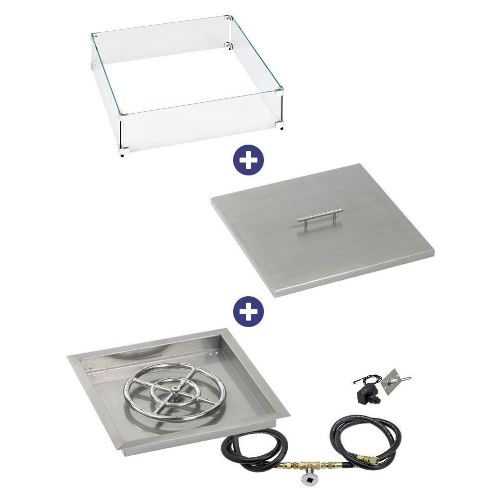 Square Stainless Steel Drop-In Pan with Spark Ignition Kit - Bundle