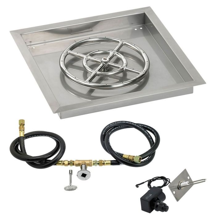 Square Stainless Steel Drop-In Pan with Spark Ignition Kit