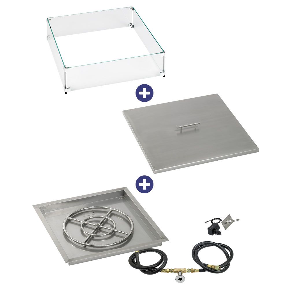 Square Stainless Steel Drop-In Pan with Spark Ignition Kit - Bundle
