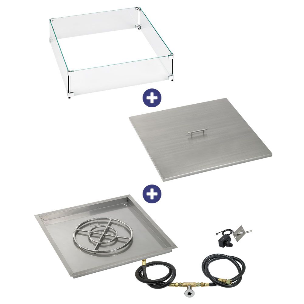 Square Stainless Steel Drop-In Pan with Spark Ignition Kit - Bundle