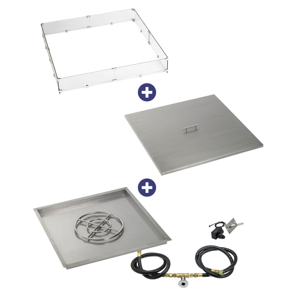 Square Stainless Steel Drop-In Pan with Spark Ignition Kit - Bundle