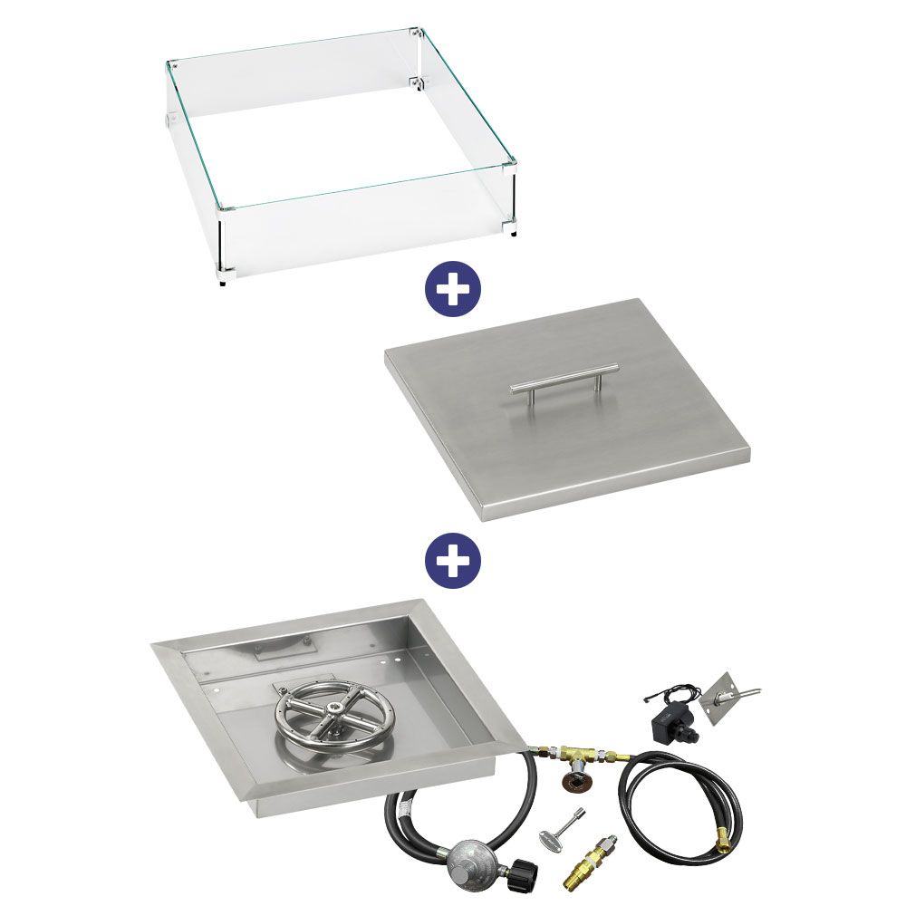 Square Stainless Steel Drop-In Pan with Spark Ignition Kit - Bundle