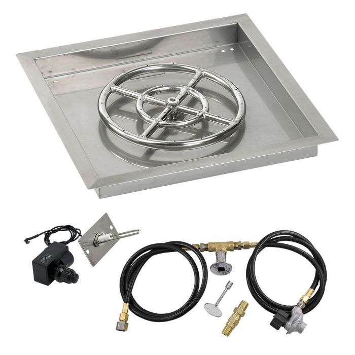 Square Stainless Steel Drop-In Pan with Spark Ignition Kit