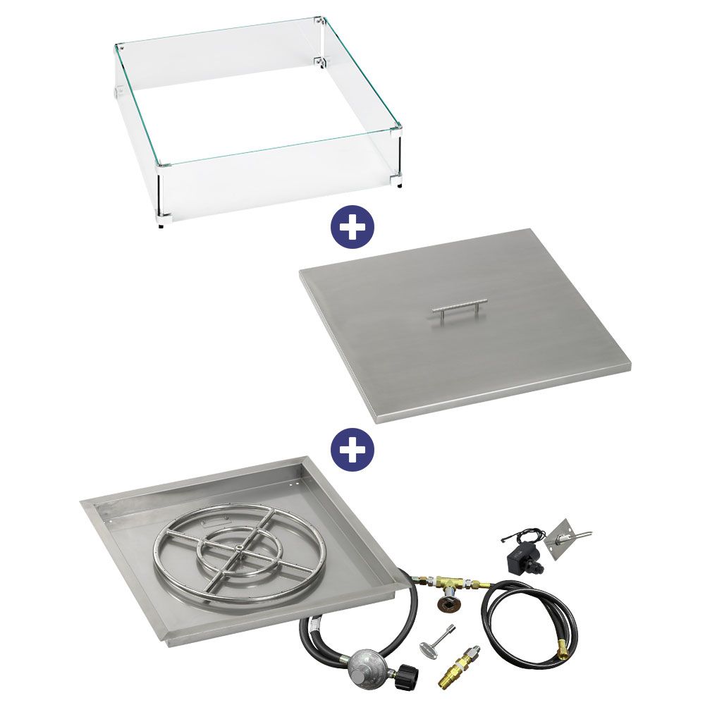 Square Stainless Steel Drop-In Pan with Spark Ignition Kit - Bundle