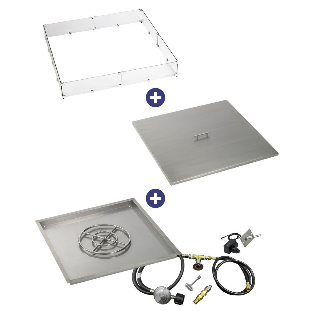 Square Stainless Steel Drop-In Pan with Spark Ignition Kit - Bundle