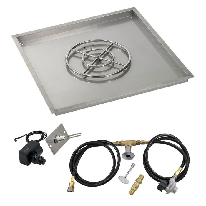 Square Stainless Steel Drop-In Pan with Spark Ignition Kit