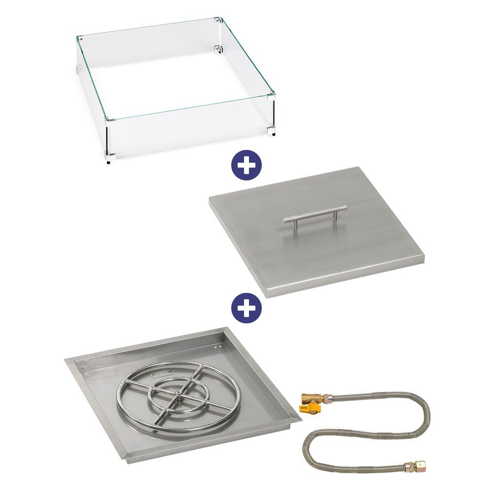 Square Stainless Steel Drop-In Pan with Match Lit Kit - Bundle