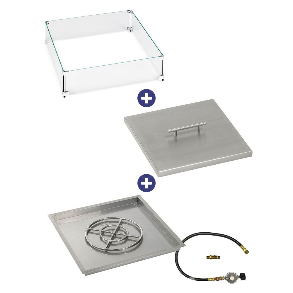 Square Stainless Steel Drop-In Pan with Match Lit Kit - Bundle