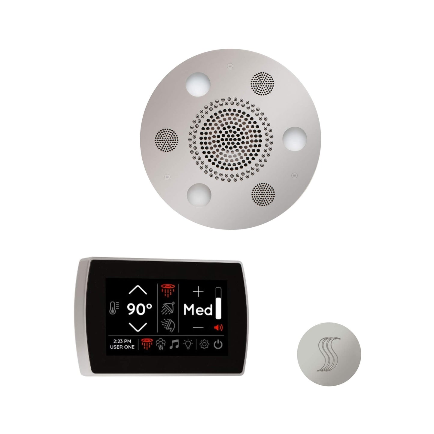 ThermaSol SignaTouch 5-Inch Polished Nickel Round Steam Control Package With Flushmount