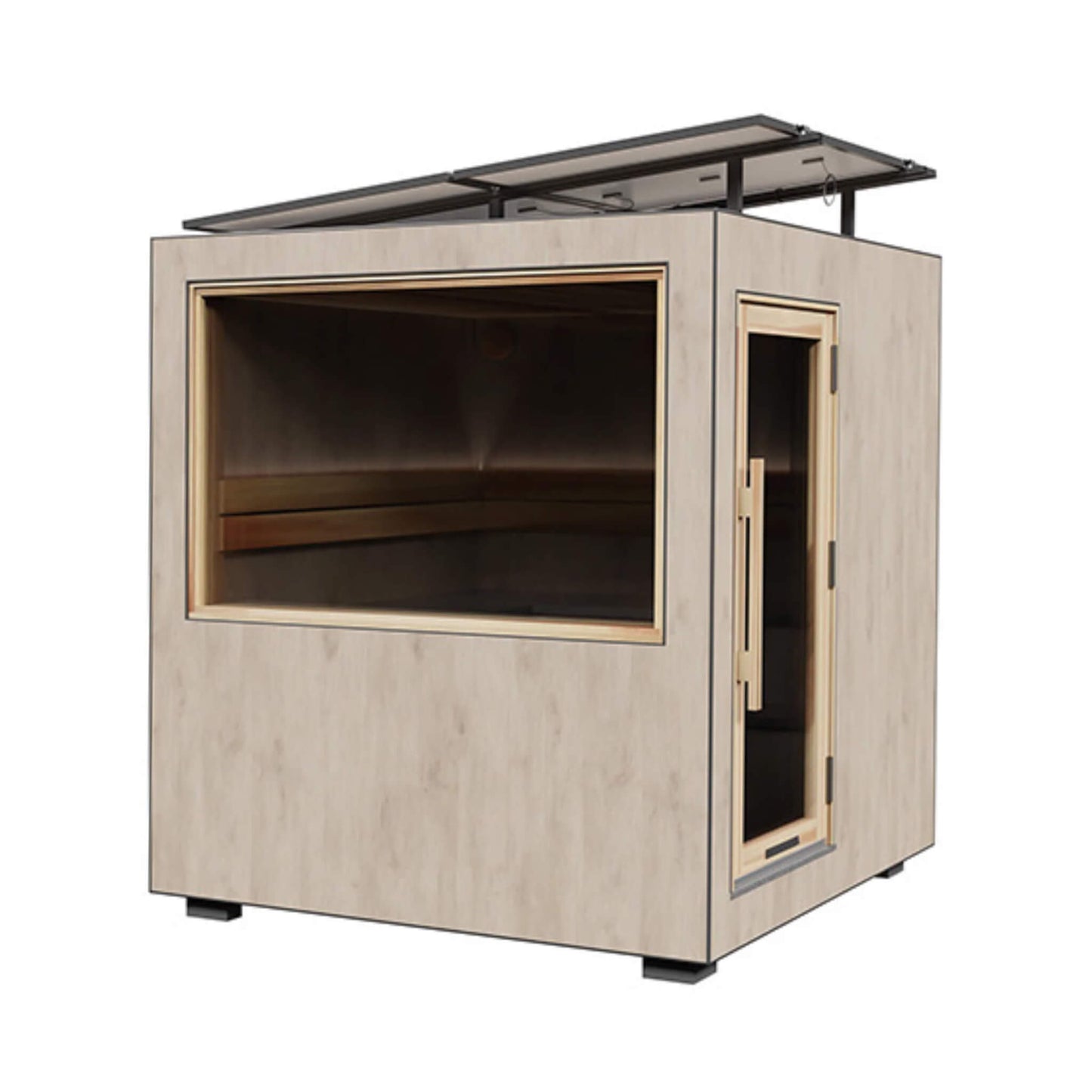 ThermaSol Solaris Fully-Assembled Outdoor Sauna Cabin - Solar Panel Battery System