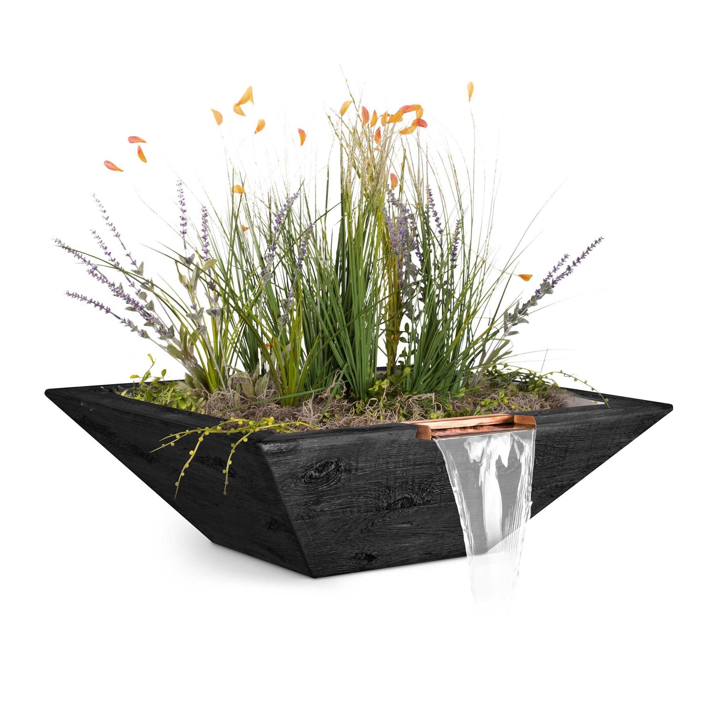 MayaWoodGrainPlanterwithWaterBowl Ebony