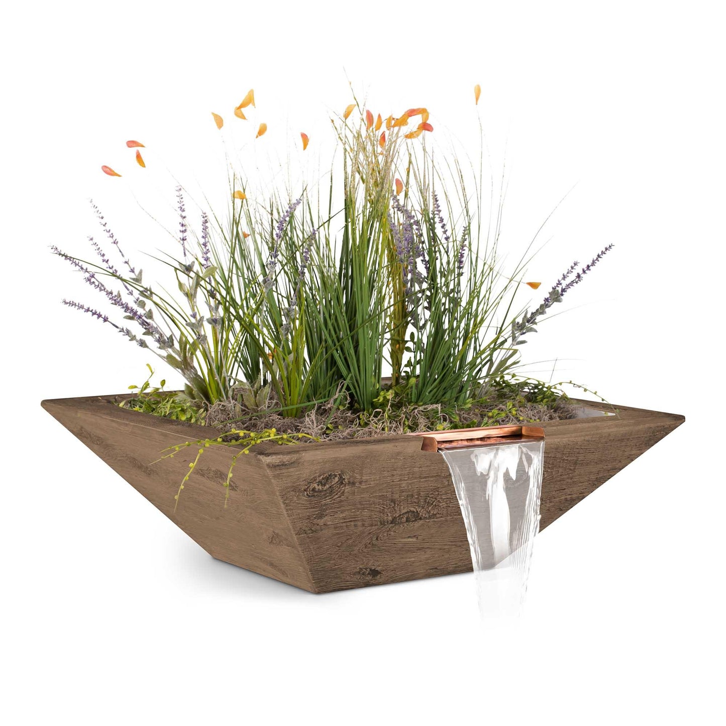 MayaWoodGrainPlanterwithWaterBowl Oak