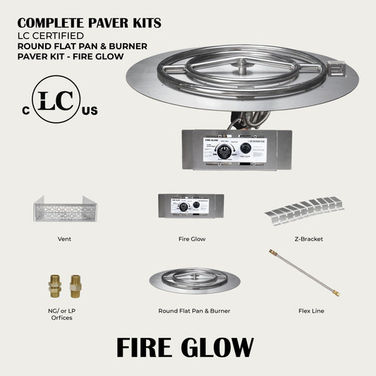 Round Flat Pan & Round Burner Paver Kit - Fire Glow Ignition