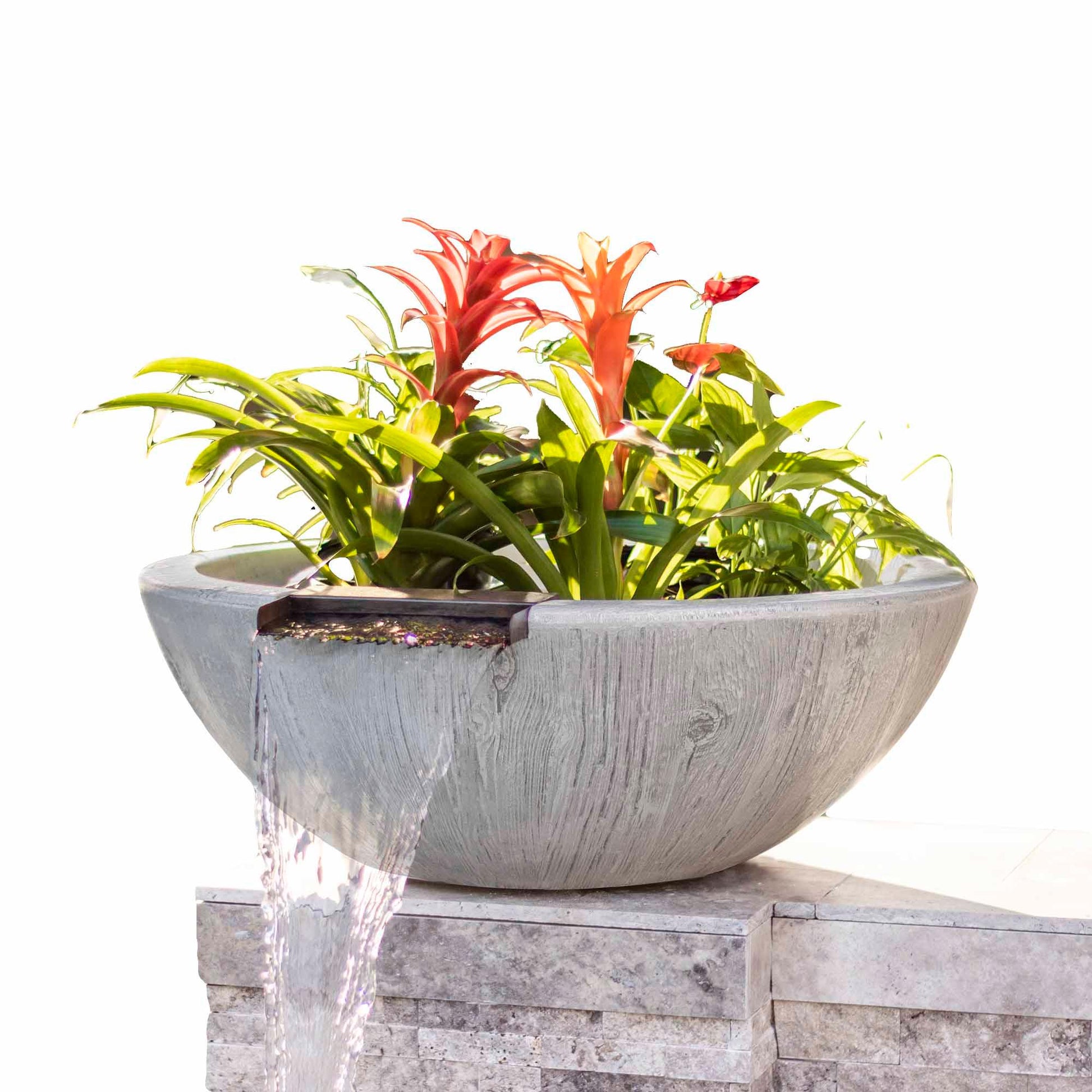SedonaWoodGrainPlanterwithWaterBowl Ivory
