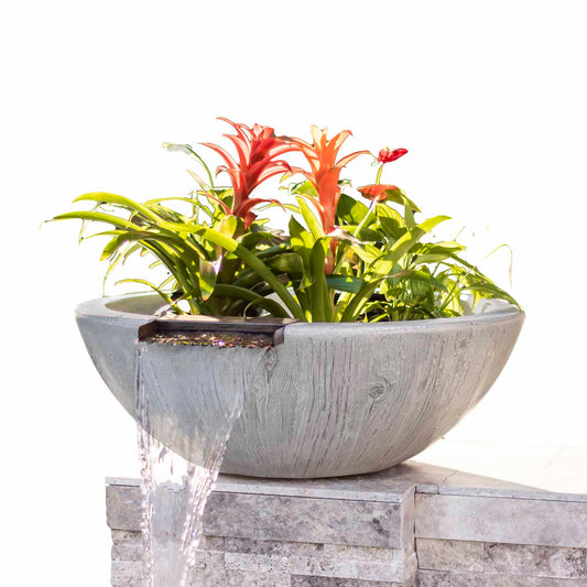 SedonaWoodGrainPlanterwithWaterBowl Ivory