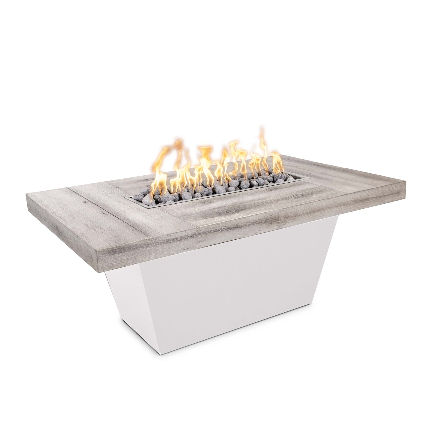 TacomaFireTableWoodGrainTop WhiteBase