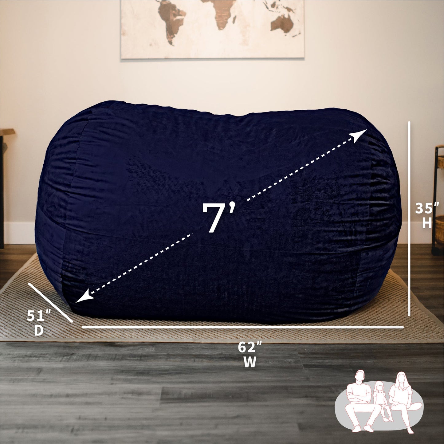 Fuf® 7Ft Foam Bean Bag Chair