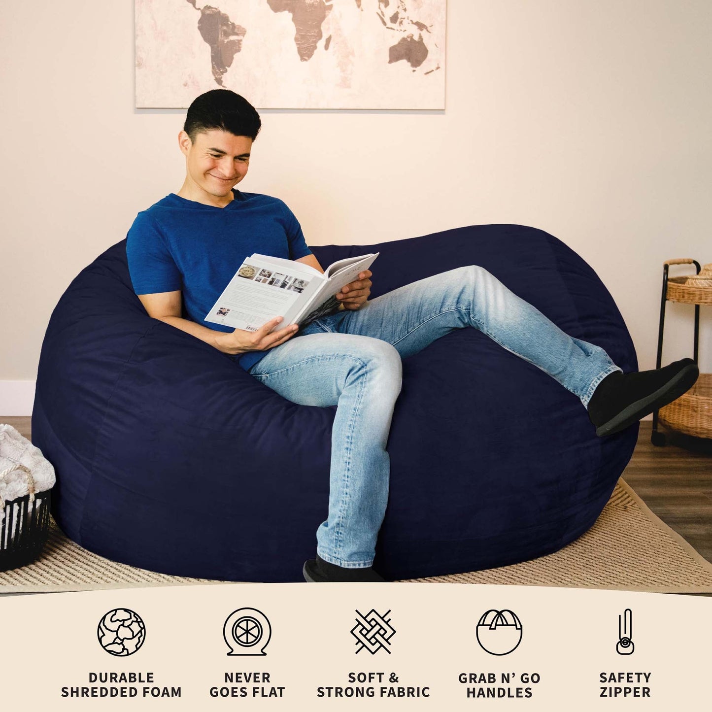 Fuf® 7Ft Foam Bean Bag Chair