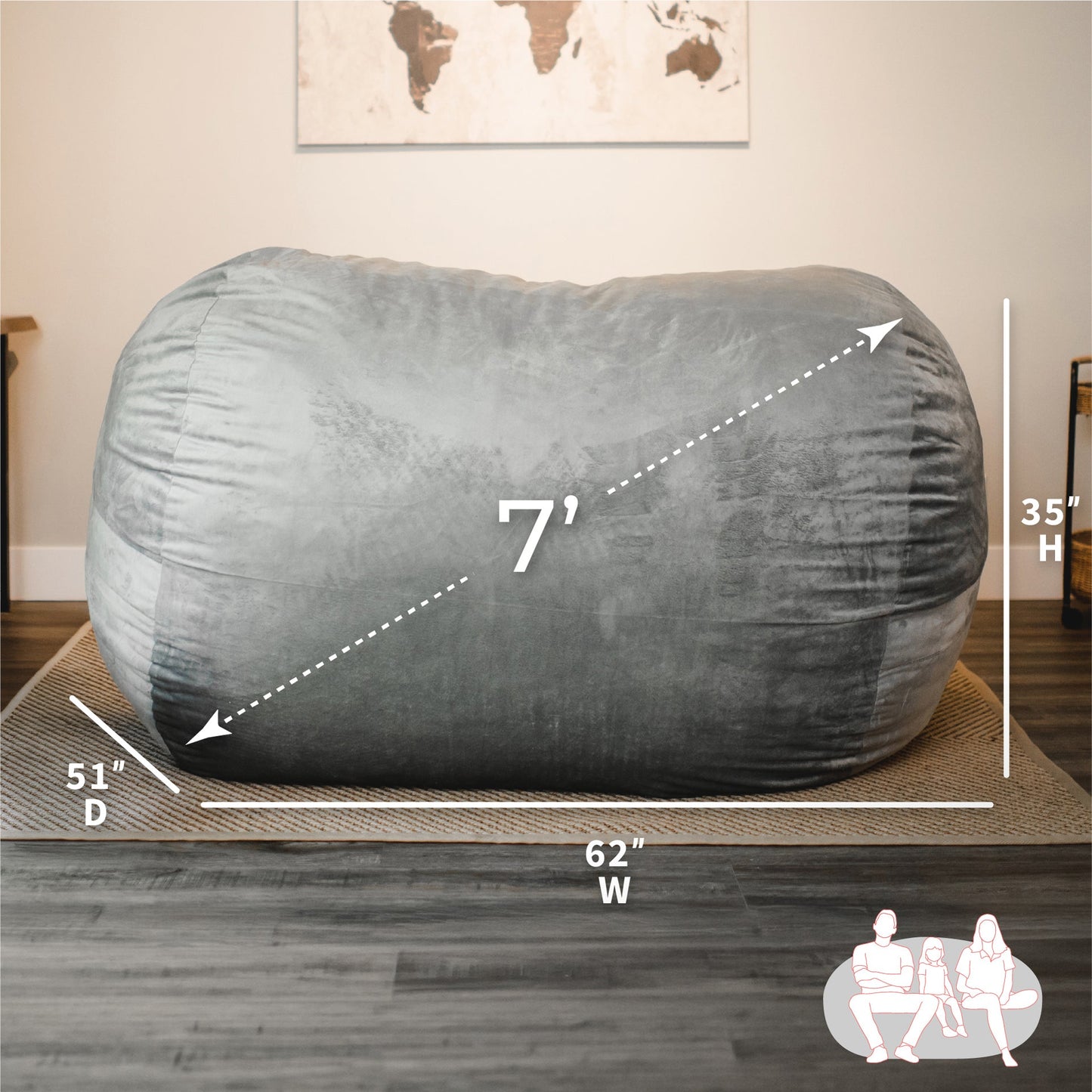 Fuf® 7Ft Foam Bean Bag Chair