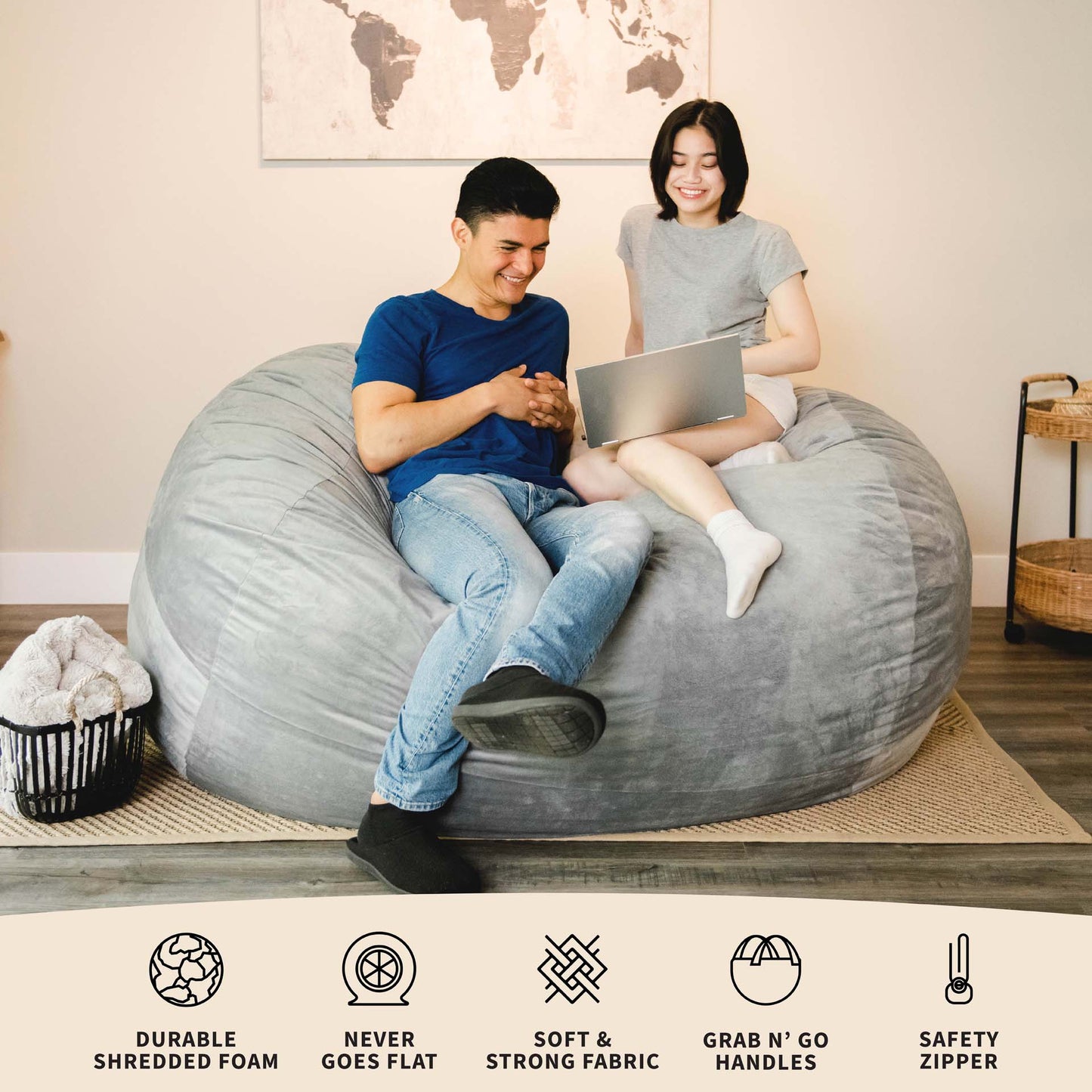Fuf® 7Ft Foam Bean Bag Chair