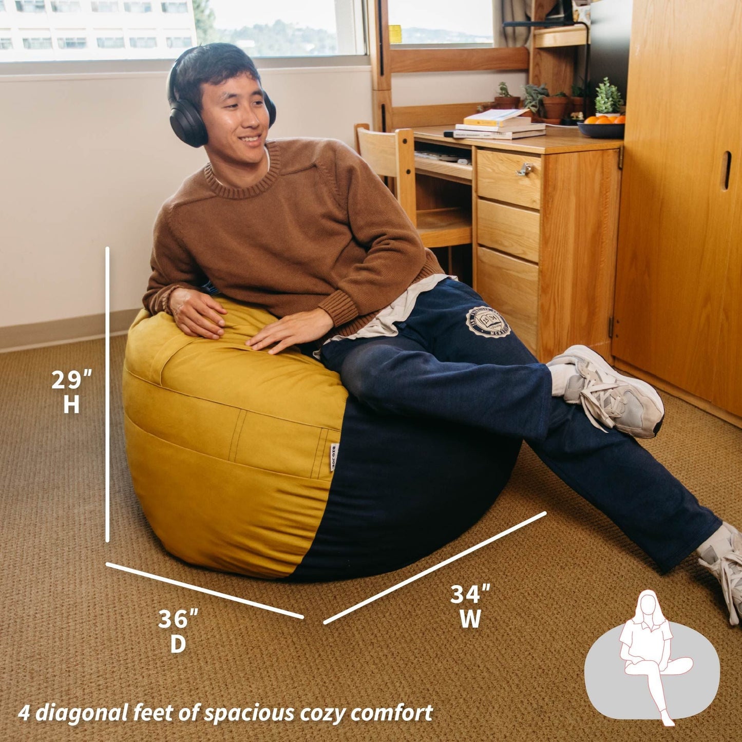 Fuf® 4Ft Foam Bean Bag Chair