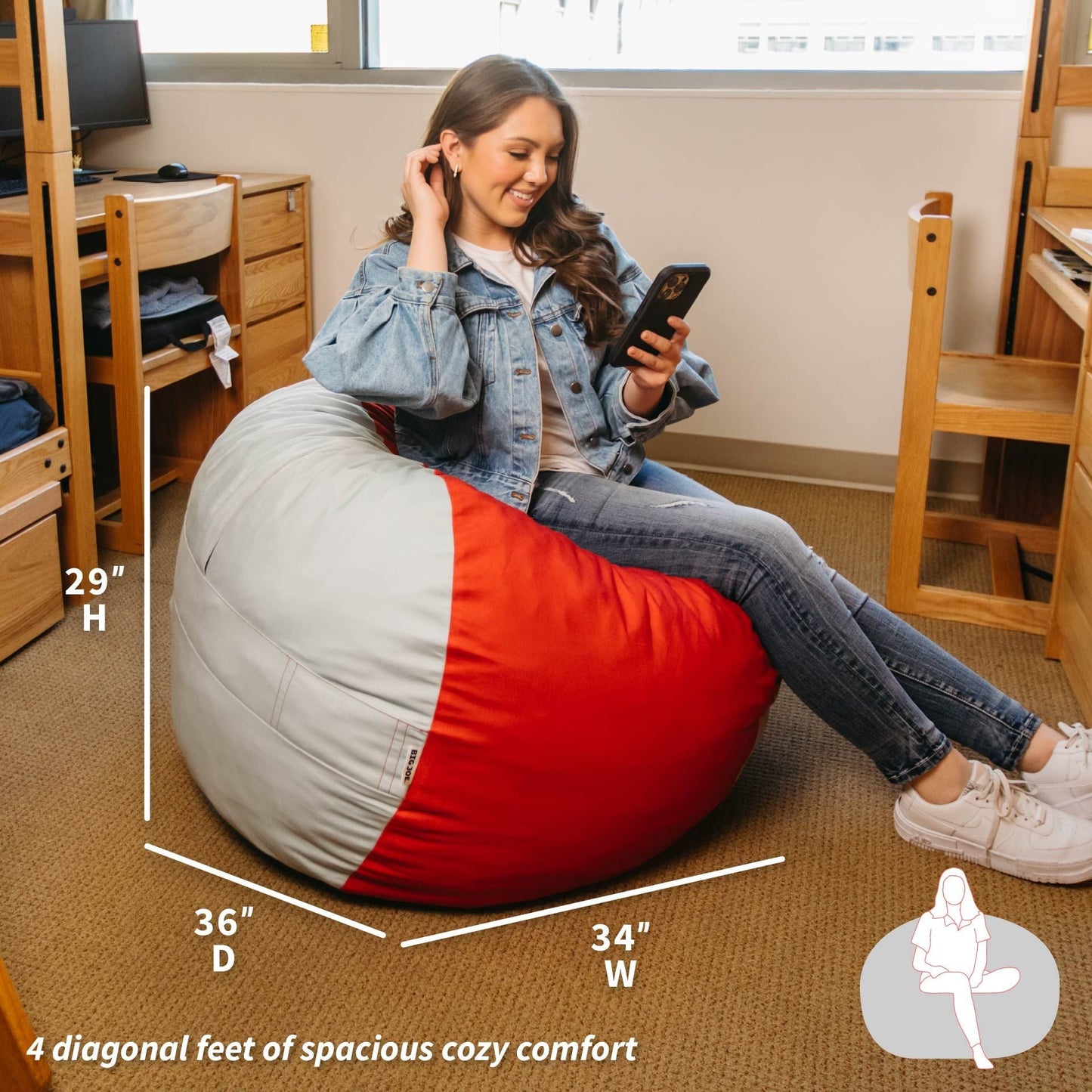 Fuf® 4Ft Foam Bean Bag Chair