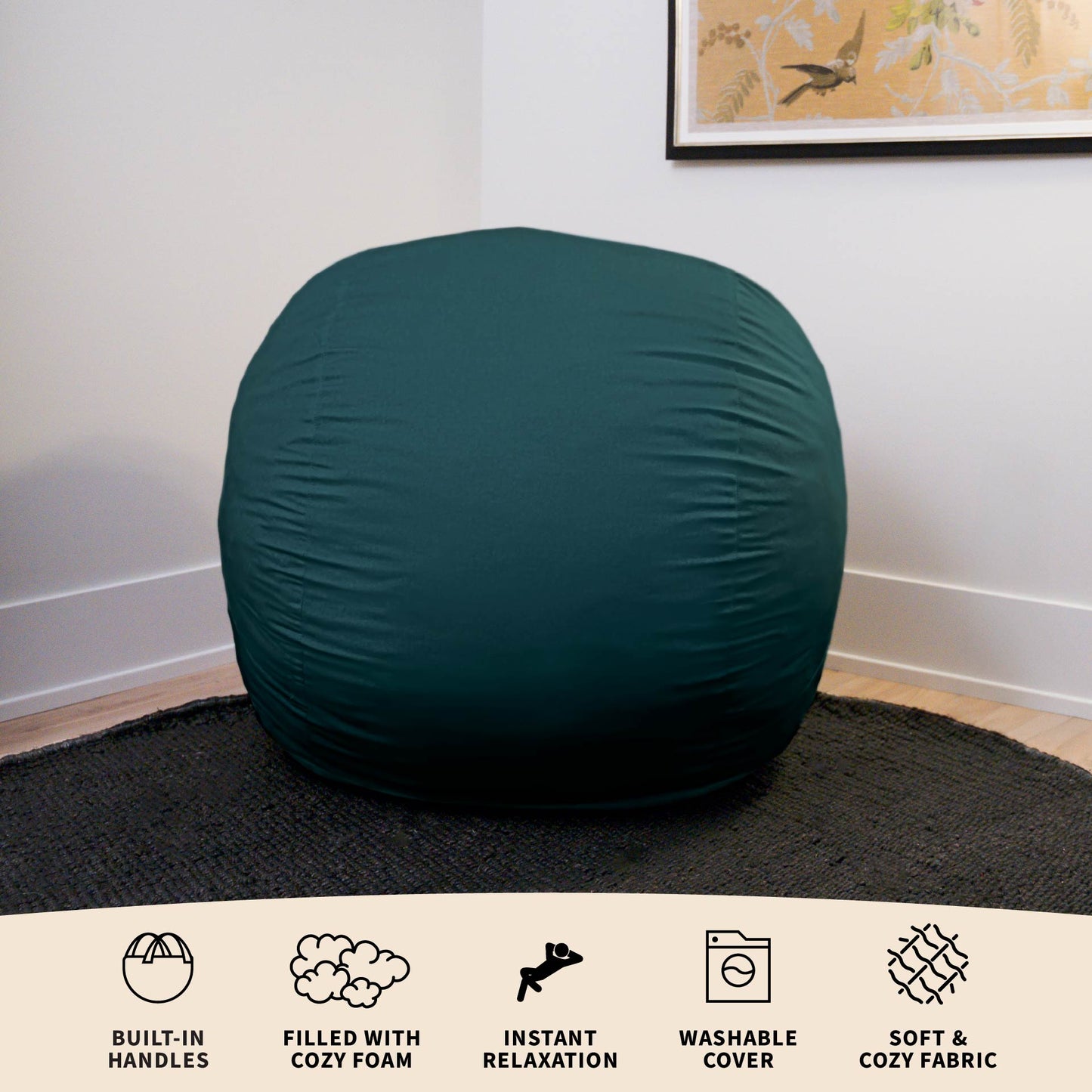 Fuf® 4Ft Foam Bean Bag Chair