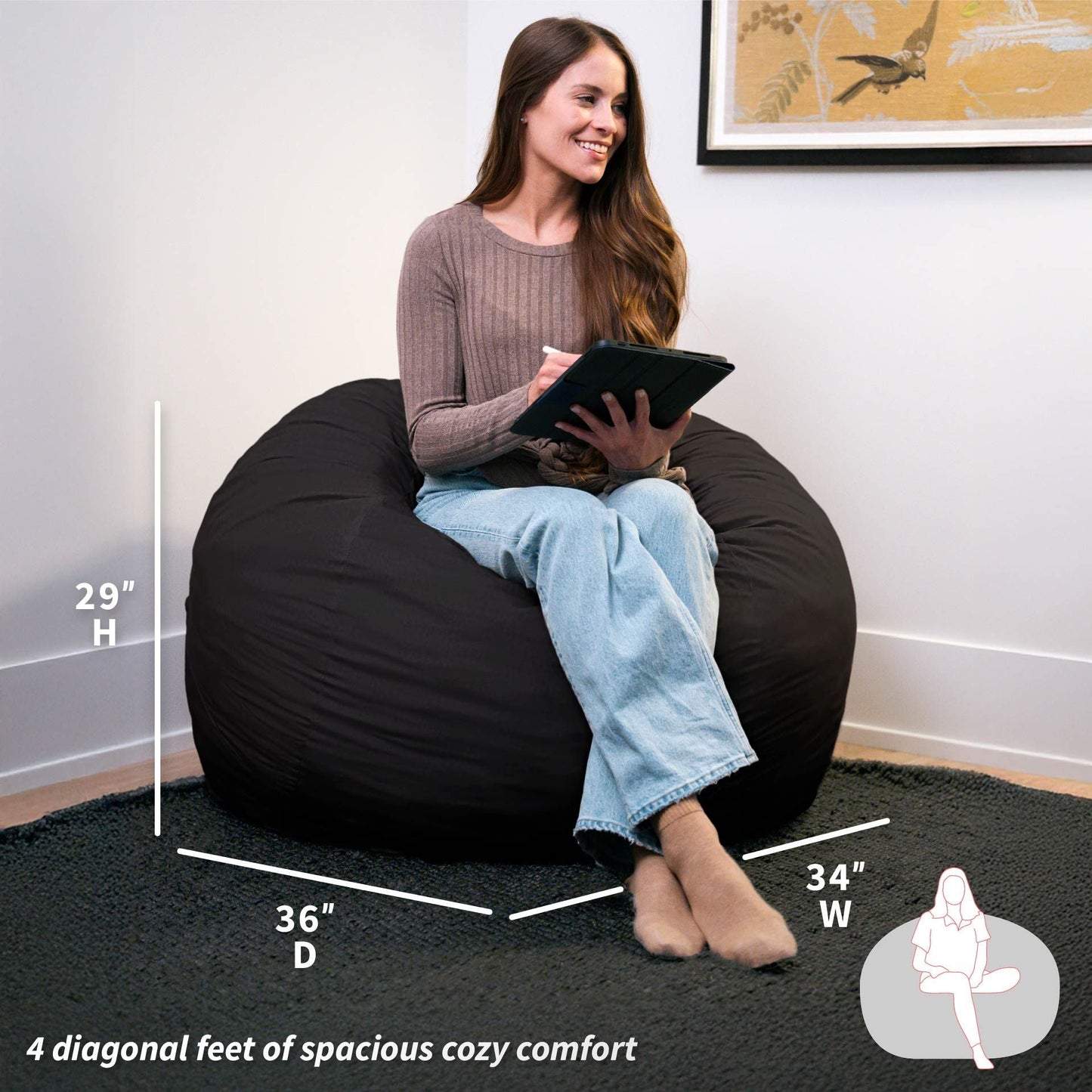 Fuf® 4Ft Foam Bean Bag Chair