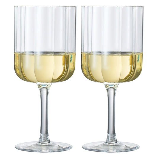 Flower Stemmed Wine Glassware, Clear, Set of 2