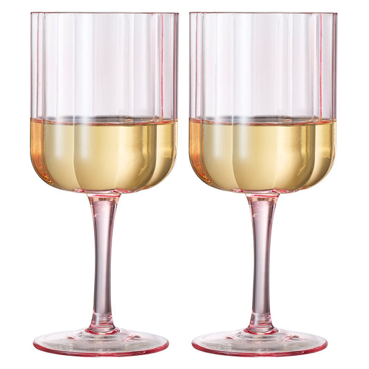 Flower Stemmed Wine Glassware, Pink, Set of 2