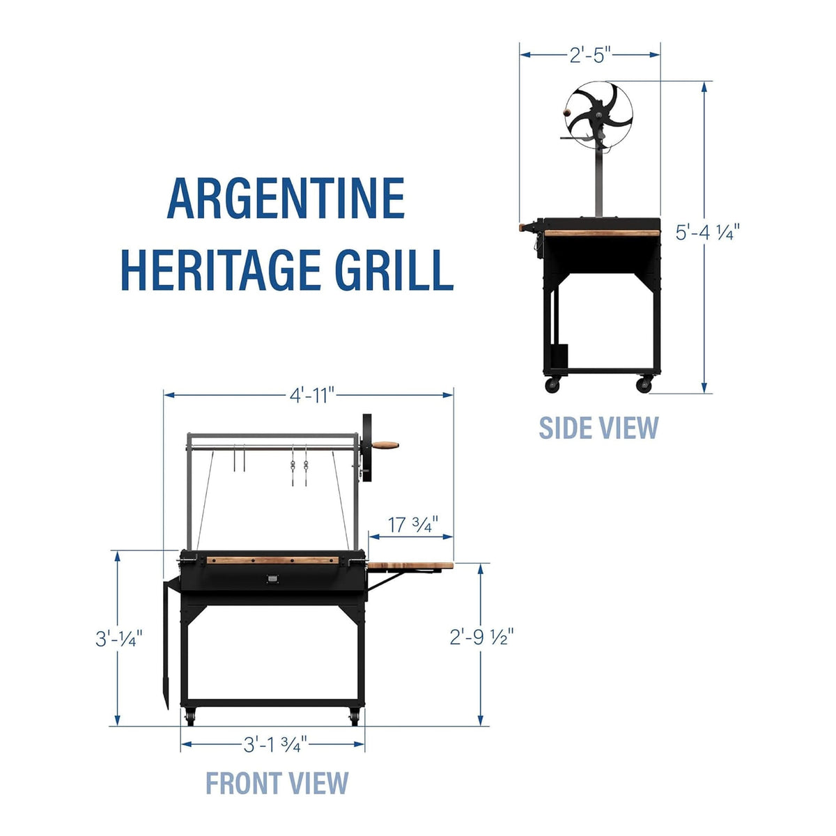 4FT X 2FT Heavy-Duty Argentine Santa Maria Heritage Wood Fire and Charcoal BBQ Grill