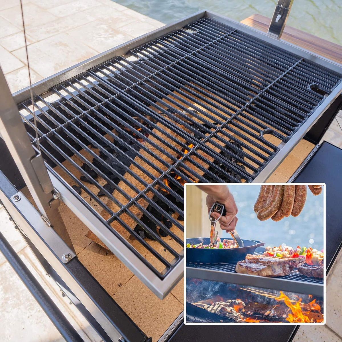 4FT X 2FT Heavy-Duty Argentine Santa Maria Heritage Wood Fire and Charcoal BBQ Grill