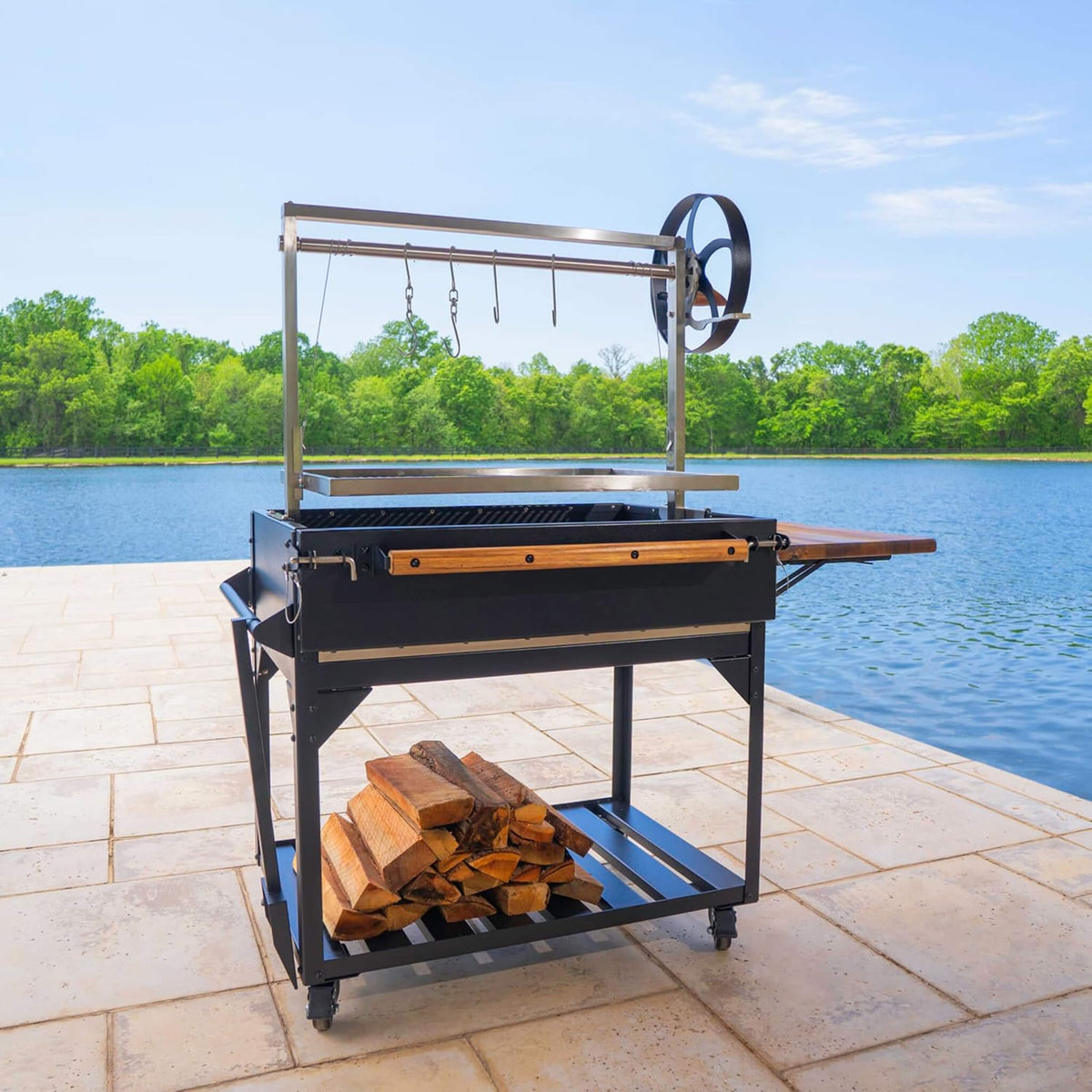 4FT X 2FT Heavy-Duty Argentine Santa Maria Heritage Wood Fire and Charcoal BBQ Grill