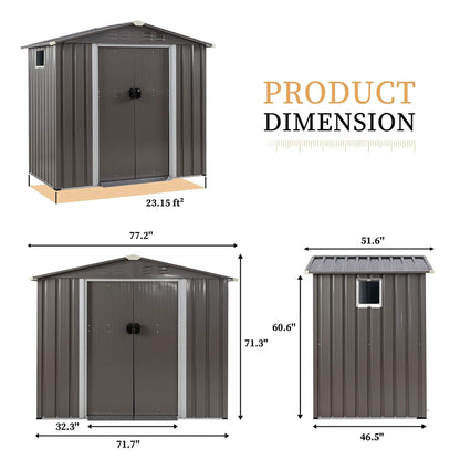 4FT X 6FT Alora Outdoor All-Weather Galvanized Metal Storage Shed with Sliding Door
