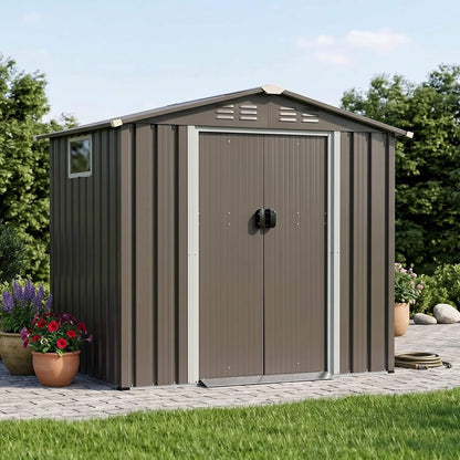 4FT X 6FT Alora Outdoor All-Weather Galvanized Metal Storage Shed with Sliding Door
