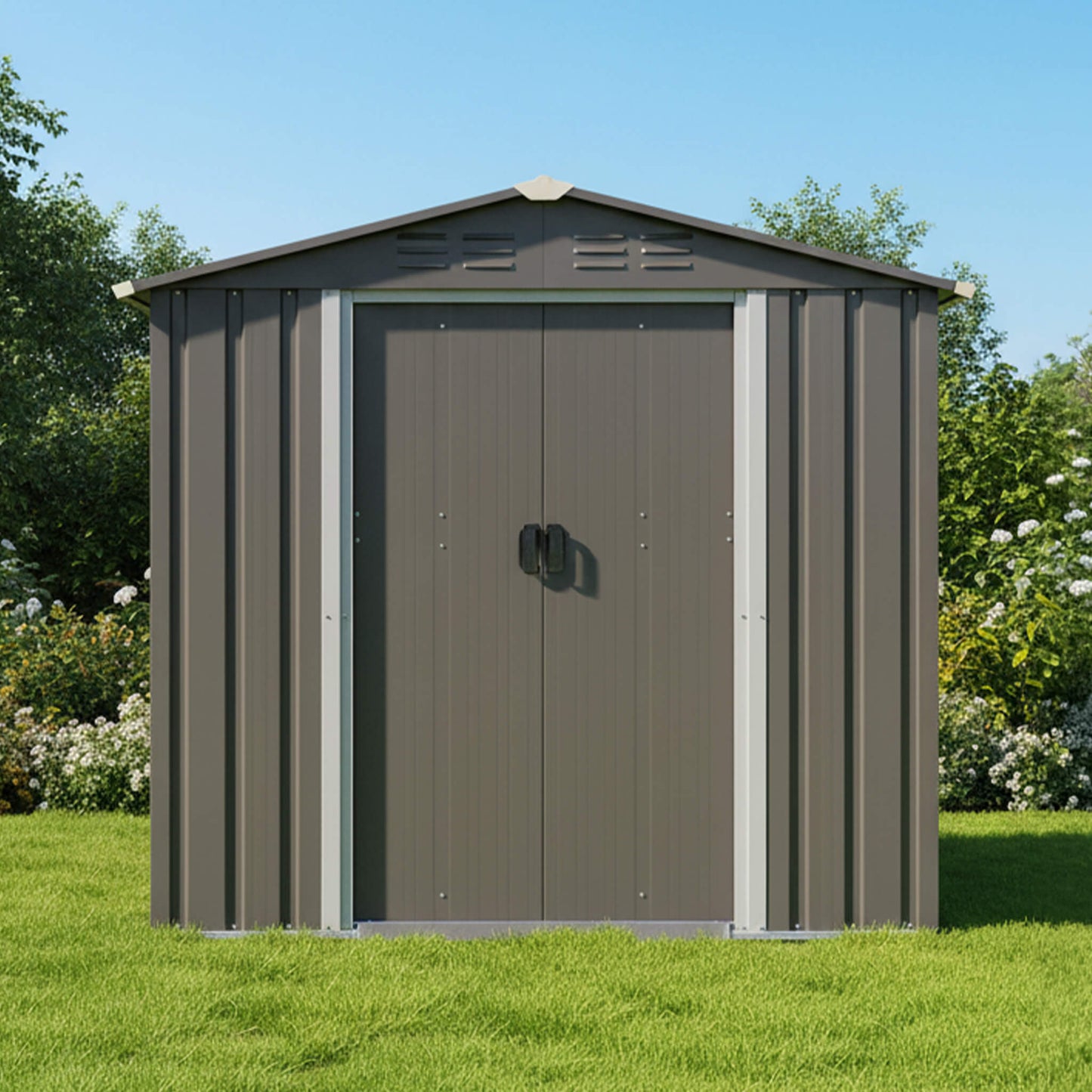 4FT X 6FT Alora Outdoor All-Weather Galvanized Metal Storage Shed with Sliding Door