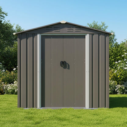 4FT X 6FT Alora Outdoor All-Weather Galvanized Metal Storage Shed with Sliding Door