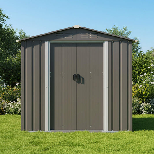 4FT X 6FT Alora Outdoor All-Weather Galvanized Metal Storage Shed with Sliding Door