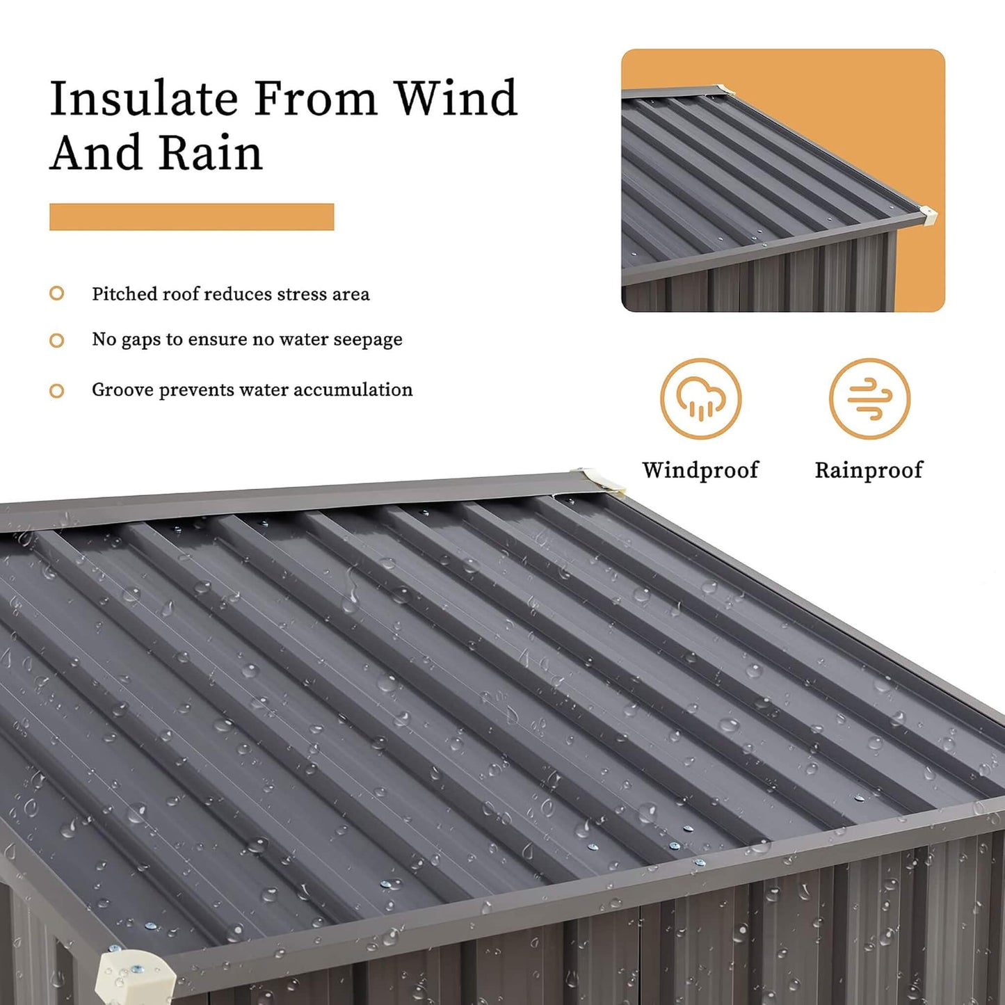 4FT X 6FT Alora Outdoor All-Weather Galvanized Metal Storage Shed with Sliding Door