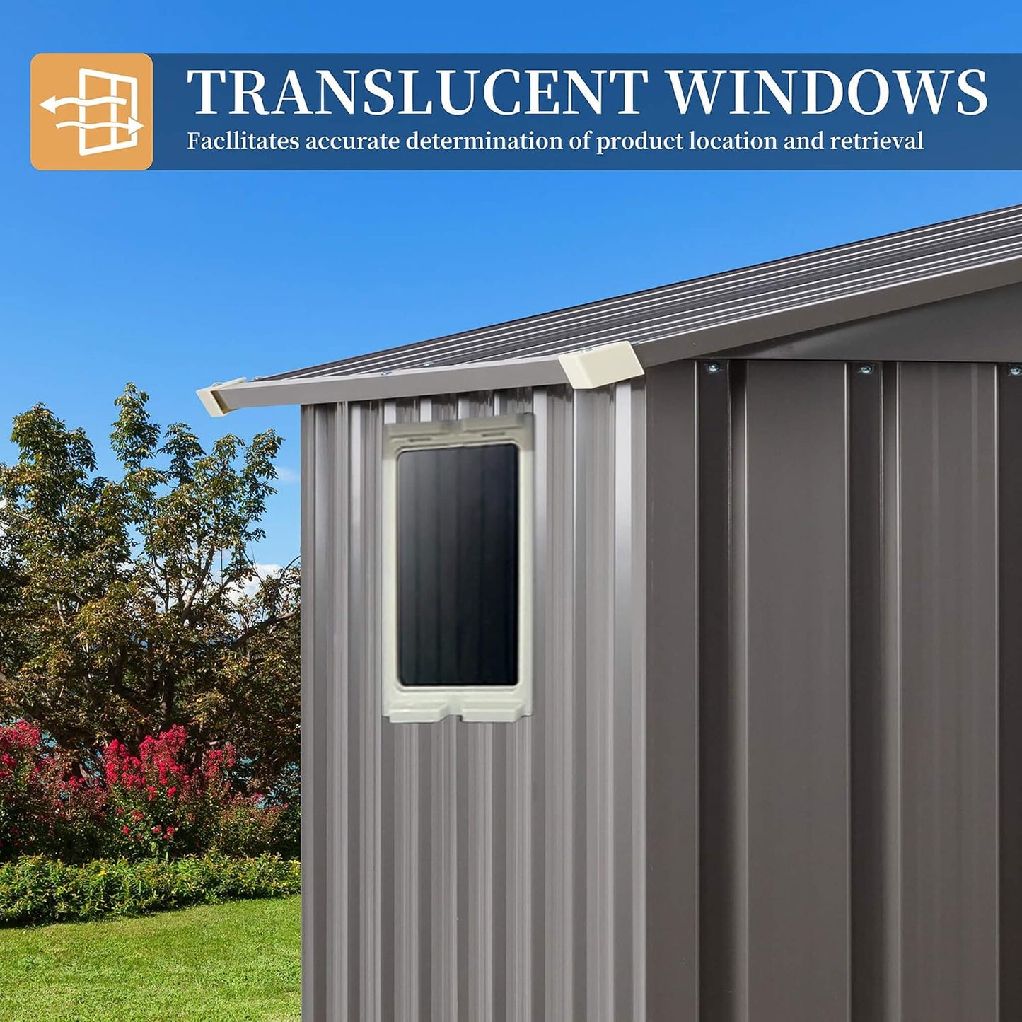 4FT X 6FT Alora Outdoor All-Weather Galvanized Metal Storage Shed with Sliding Door