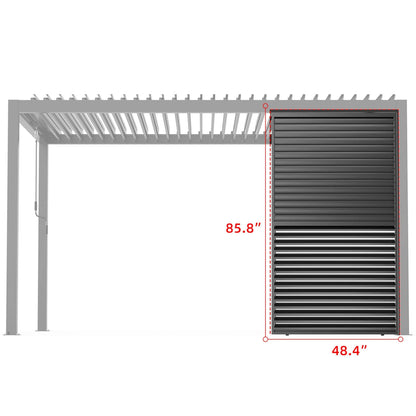 4' X 7' FT Alora Premium Adjustable Aluminum Louvered Pergola With Side Wall Panel