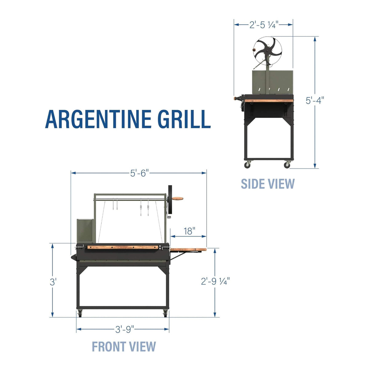5FT X 2FT Heavy-Duty Argentine Santa Maria Wood Fire and Charcoal BBQ Grill with Brasero